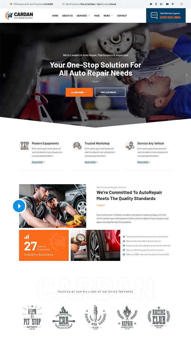 汽车维修售后服务官网模板