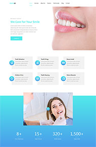 蓝色扁平牙科诊所网站模板