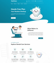 卡通扁平风牙齿保健网站模板