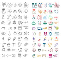 50个双色卡通线条矢量图标