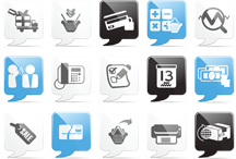 黑蓝色气泡电脑办公图标