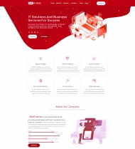 红色风格IT解决方案业务服务网站模板