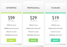 适合产品销售页面CSS3定价表