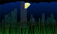 城市高楼灯光夜景Canvas特效