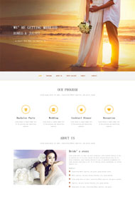 黄色清爽婚礼拍照网站模板